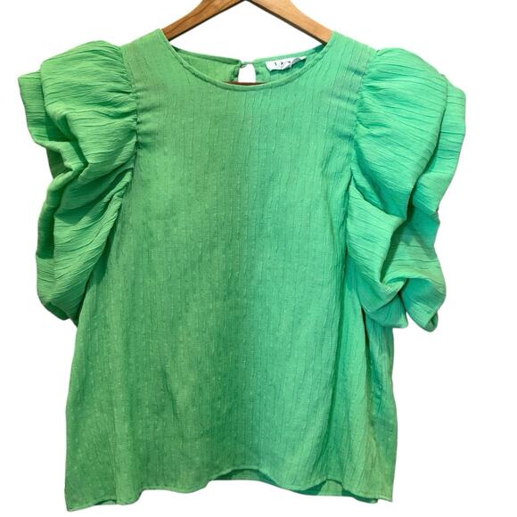 THML Tops - THML Puff Balloon Sleeve Blouse Top Lime Green Large Southern Belle Preppy